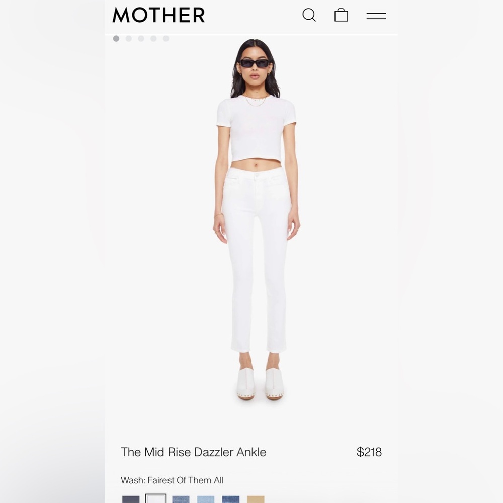 MOTHER Mid Rise Dazzler White Women’s Jeans